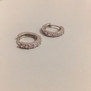 Sterling silver crystal mini hoop earrings